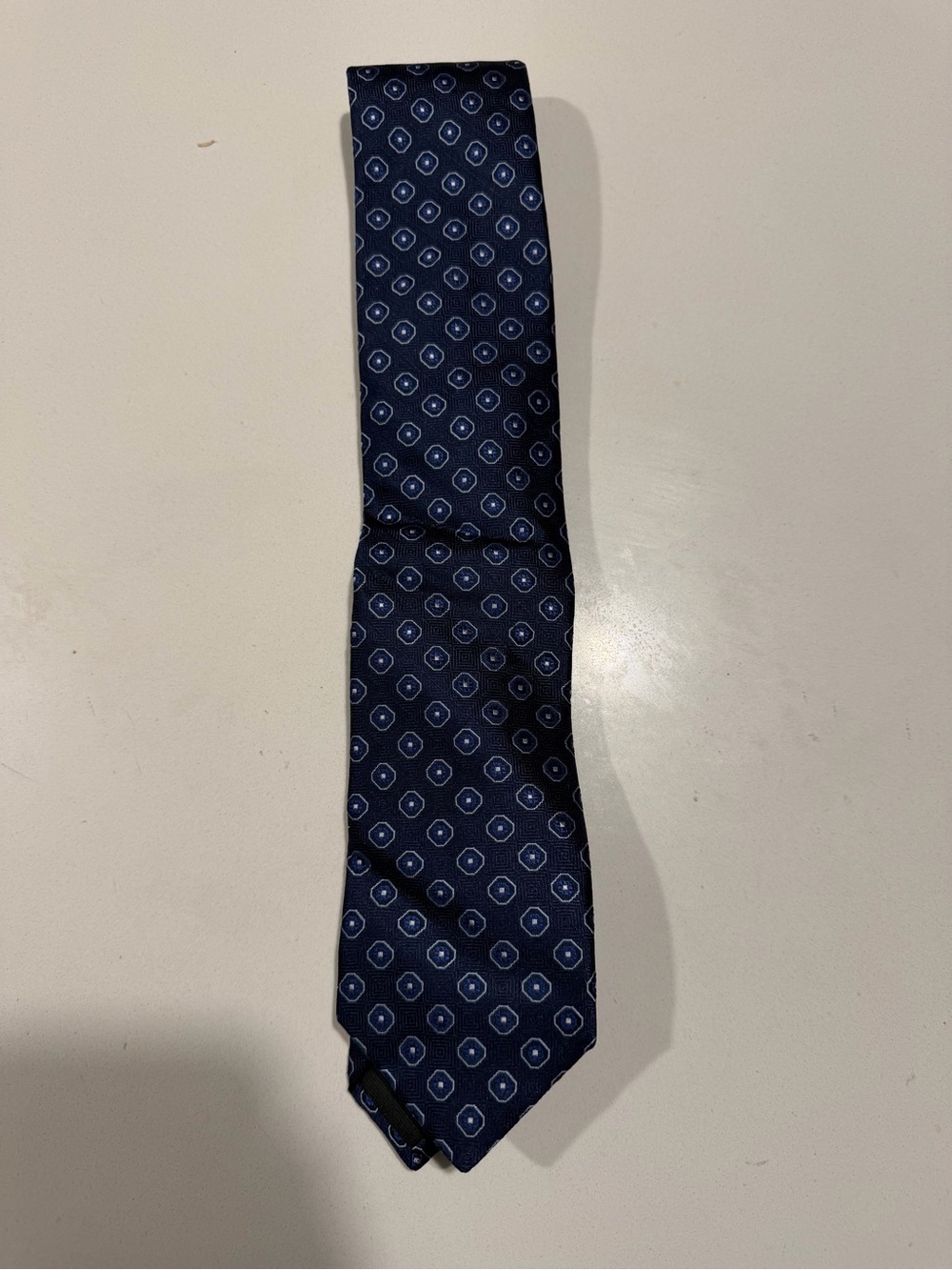 Classic Navy Geometric Silk Tie - Men Accessories